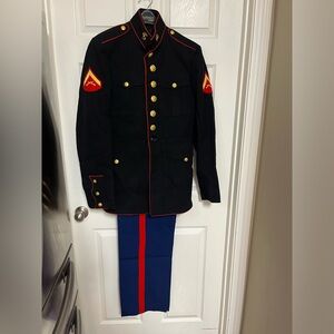 USMC Marines Corps Men Black Military Uniform Coat Wool Blend